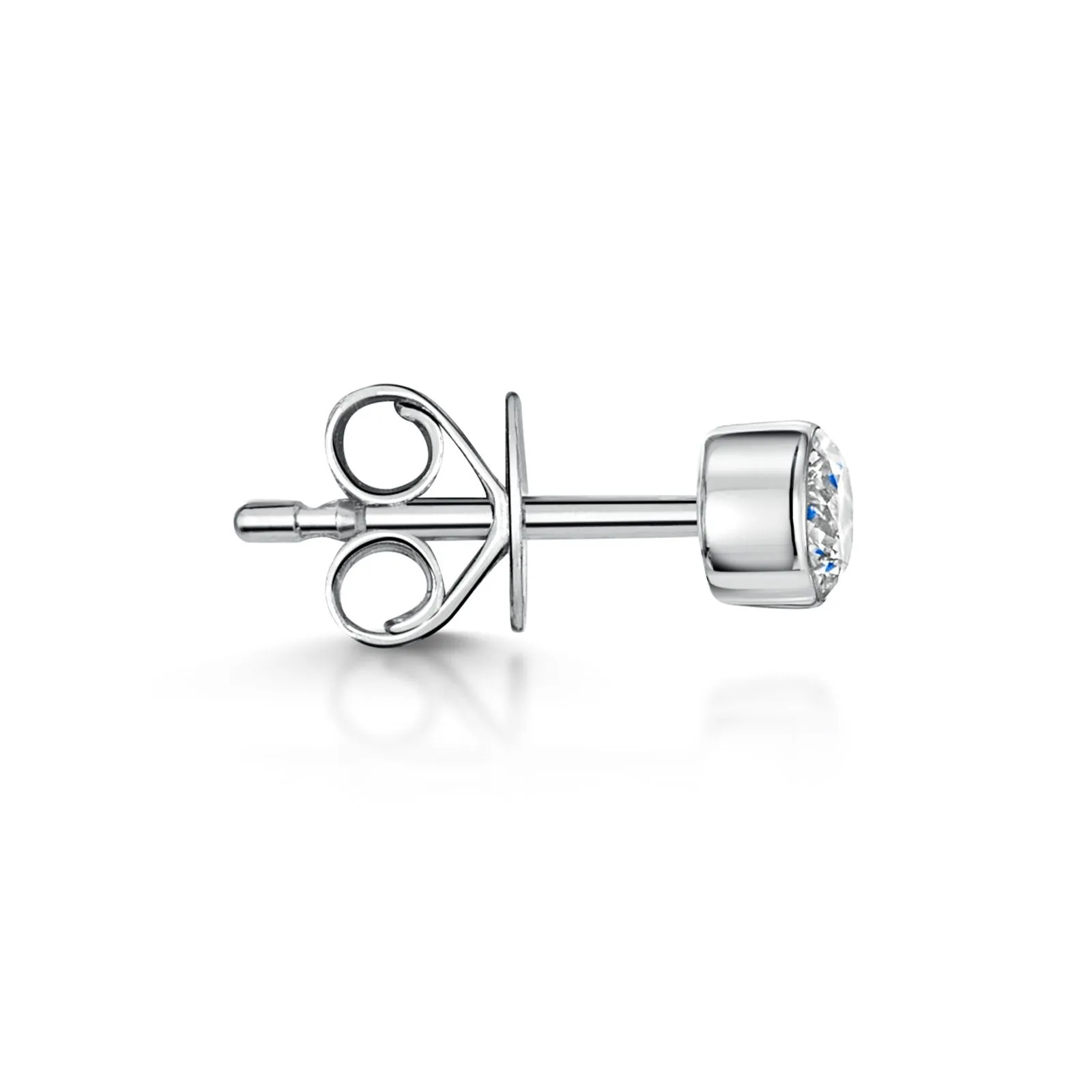18ct White Gold Brilliant-Cut Rub-Over F/G Si Diamond Solitaire Earrings 0.50ct