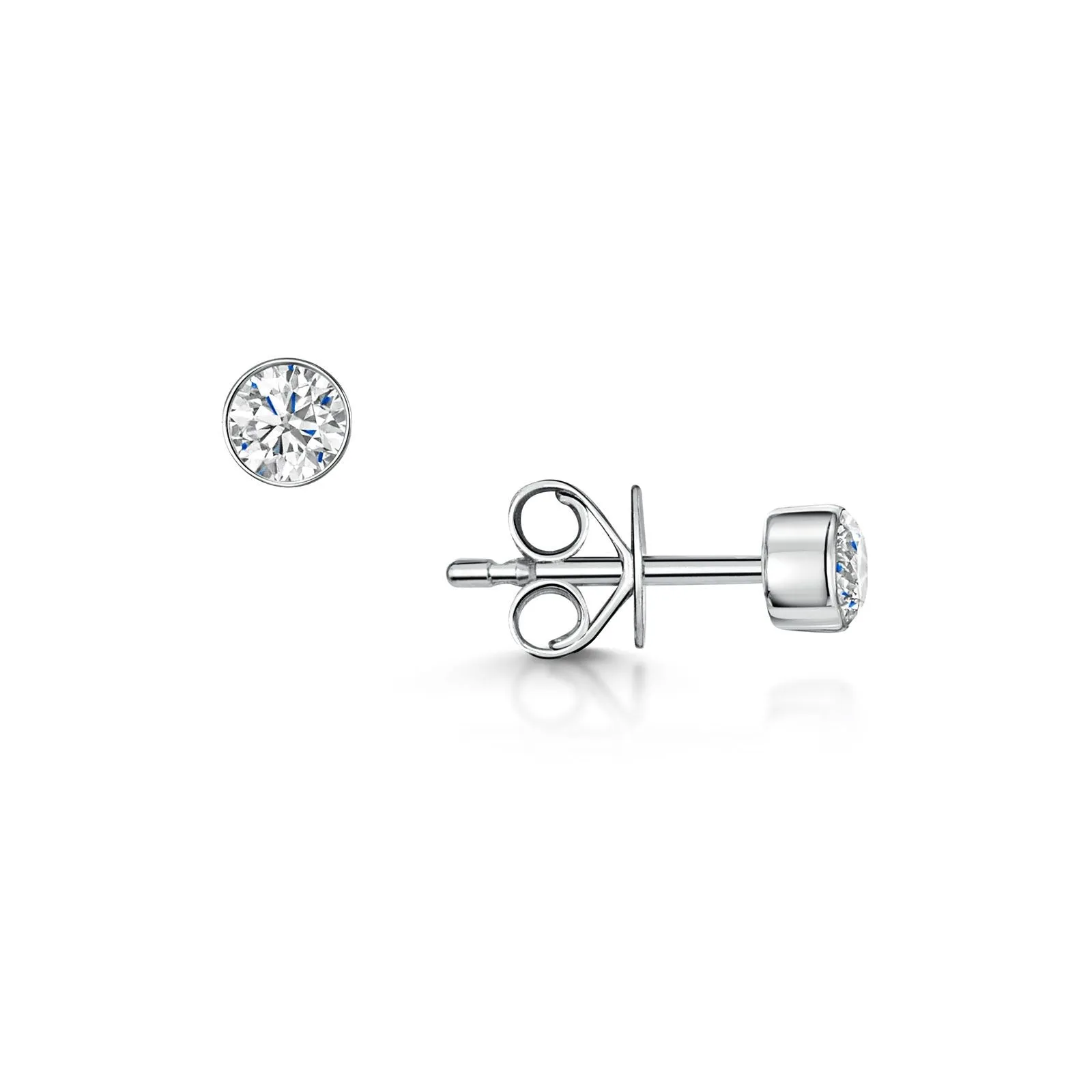 18ct White Gold Brilliant-Cut Rub-Over F/G Si Diamond Solitaire Earrings 0.50ct