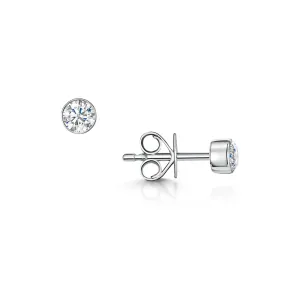 18ct White Gold Brilliant-Cut Rub-Over F/G Si Diamond Solitaire Earrings 0.50ct