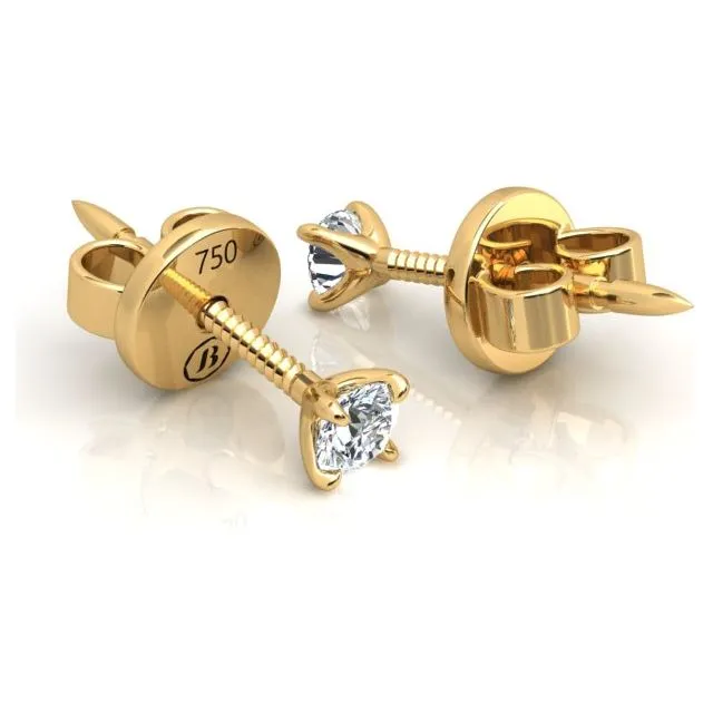 18ct Yellow Gold 0.30ct Round Brilliant Diamond Stud Earrings