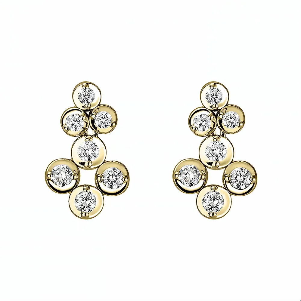 18ct Yellow Gold 0.33ct Round Brilliant Cut Diamond Cloverdrop Earrings