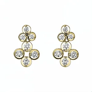 18ct Yellow Gold 0.33ct Round Brilliant Cut Diamond Cloverdrop Earrings