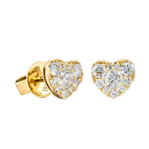 18ct Yellow Gold .63ct Diamond Heart Studs