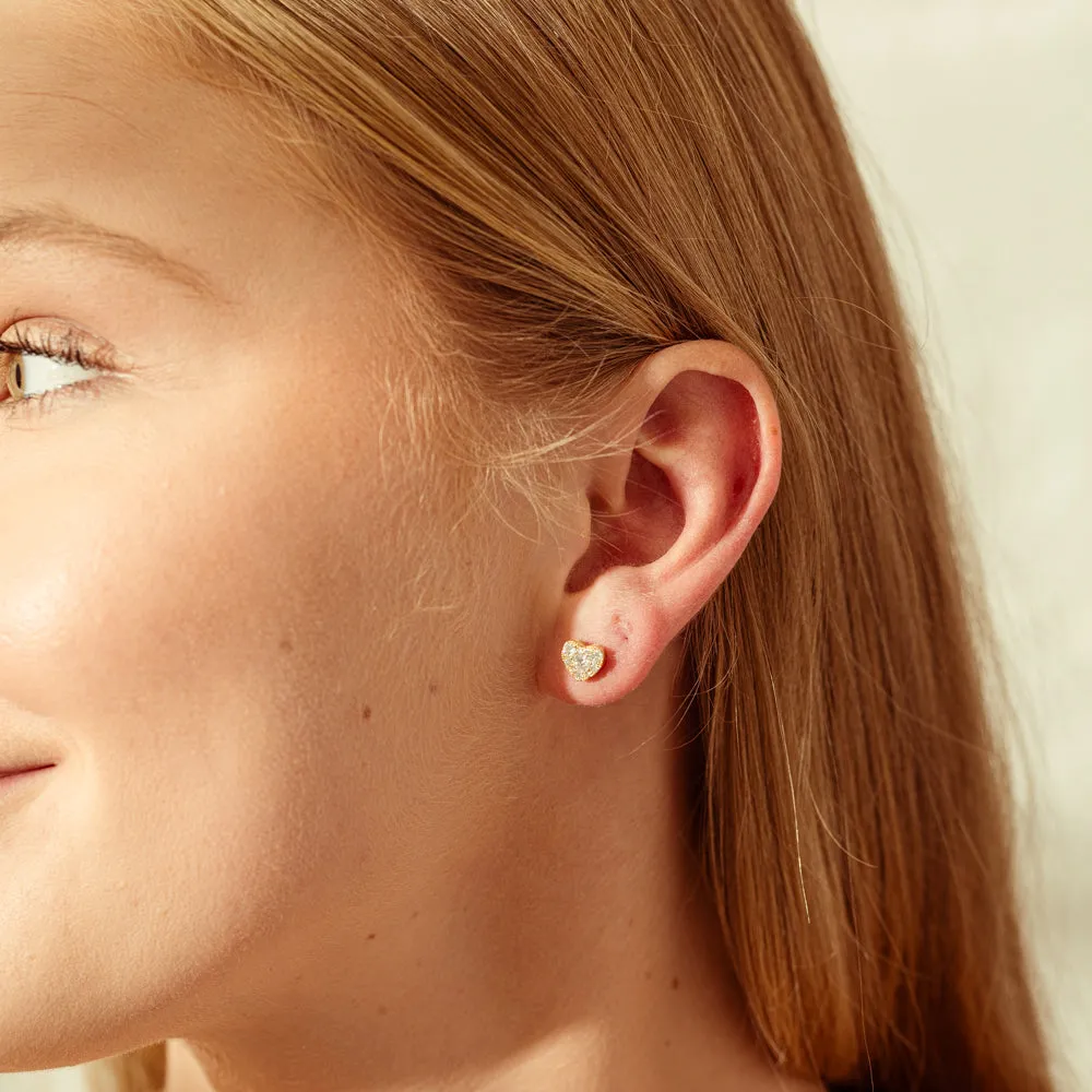 18ct Yellow Gold .63ct Diamond Heart Studs