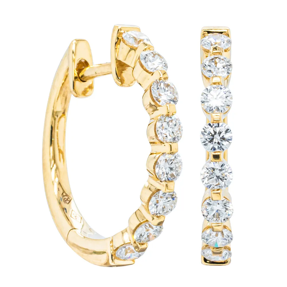 18ct Yellow Gold .69ct Diamond Hoop Earrings