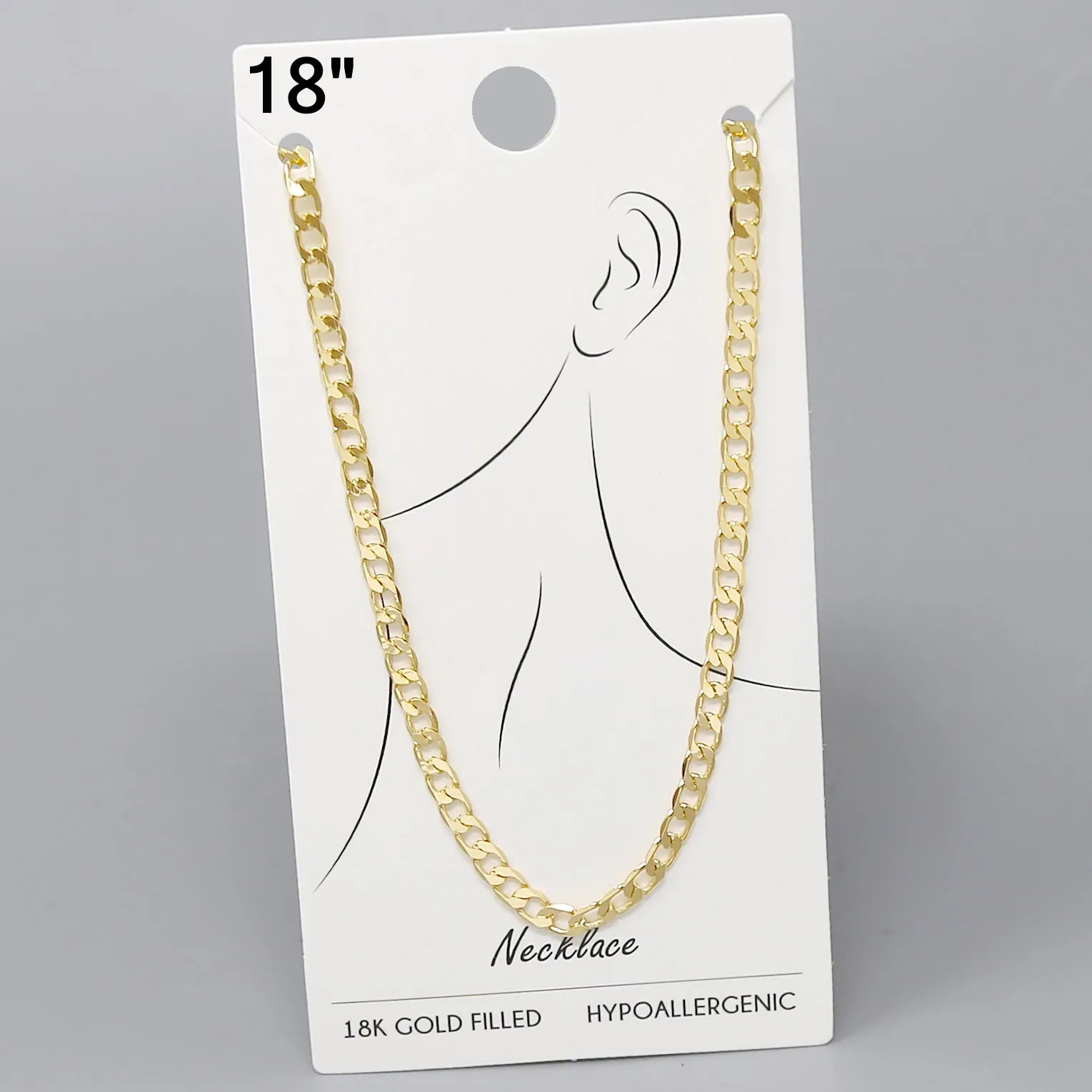 18K Gold Dipped Curb Chain Necklace - 18"