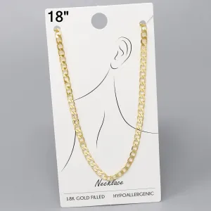 18K Gold Dipped Curb Chain Necklace - 18"