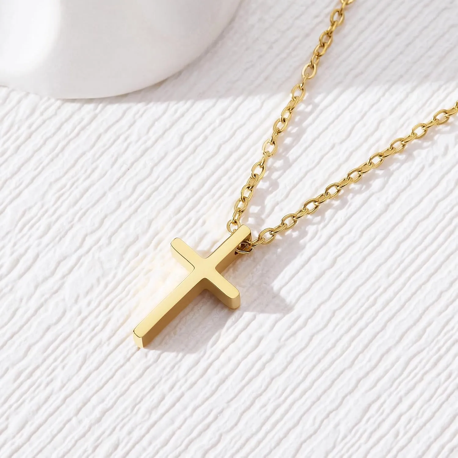 18k Gold Initial and Cross Layered Necklaces for Women Dainty Christian Jewelry Personalized Name Necklace Christian Gift for Her Friendship Elegant Gold Necklace for Women