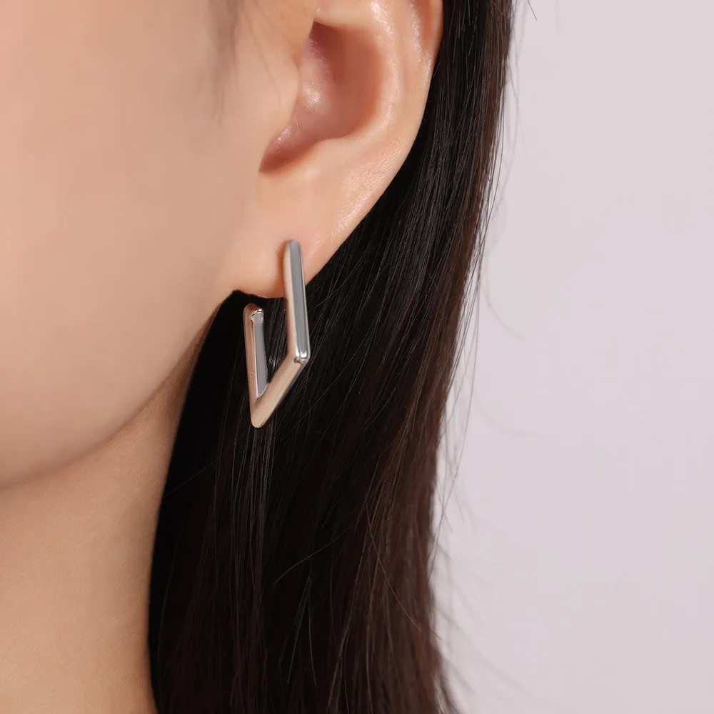 18K Gold Plated Geometric Earrings - Fashionable Titanium Steel Design