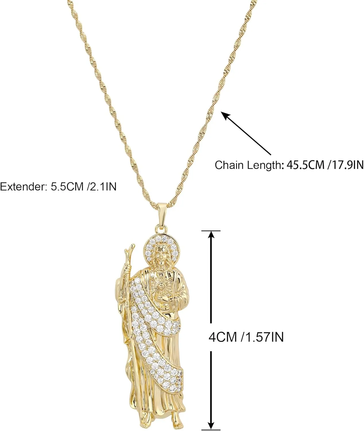 18K Gold Plated San Judas Pendant Necklace for Women Catholic Religious Christian Jewelry for Her