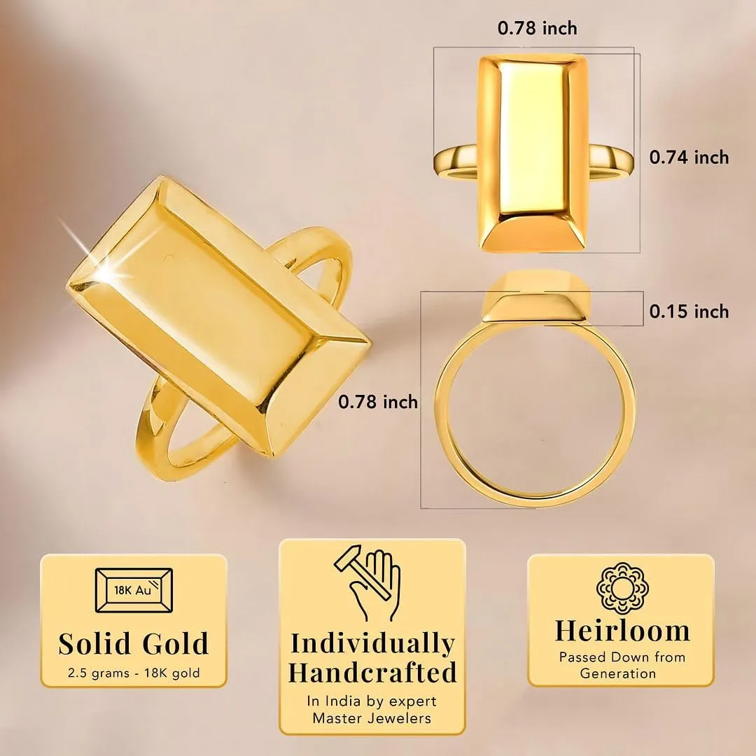 18k Gold Ring 2.5 Grams Real Yellow Bar Solid Gold Rings for Women - Wedding Anniversary Engagement Jewelry Birthday Gifts for Her