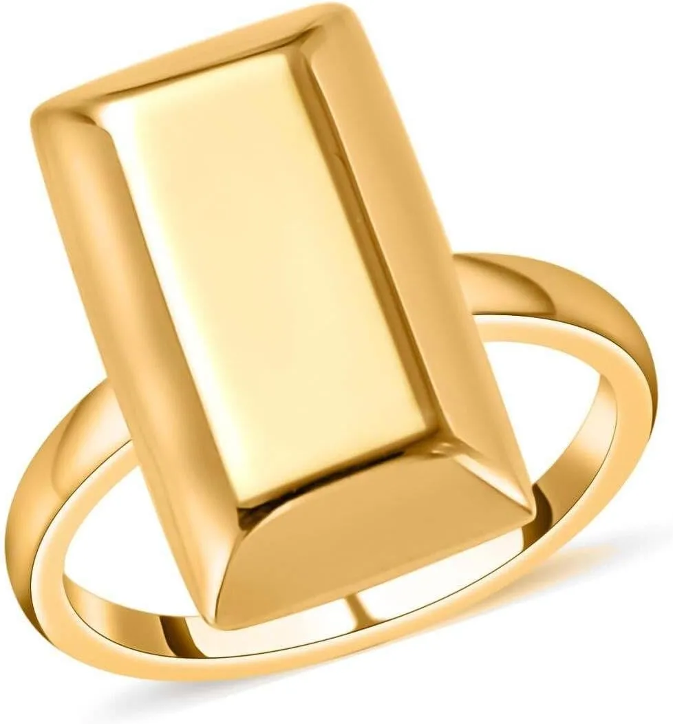 18k Gold Ring 2.5 Grams Real Yellow Bar Solid Gold Rings for Women - Wedding Anniversary Engagement Jewelry Birthday Gifts for Her