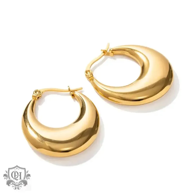 18K Gold Simple U-Shaped Earrings
