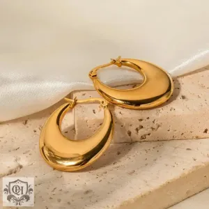 18K Gold Simple U-Shaped Earrings