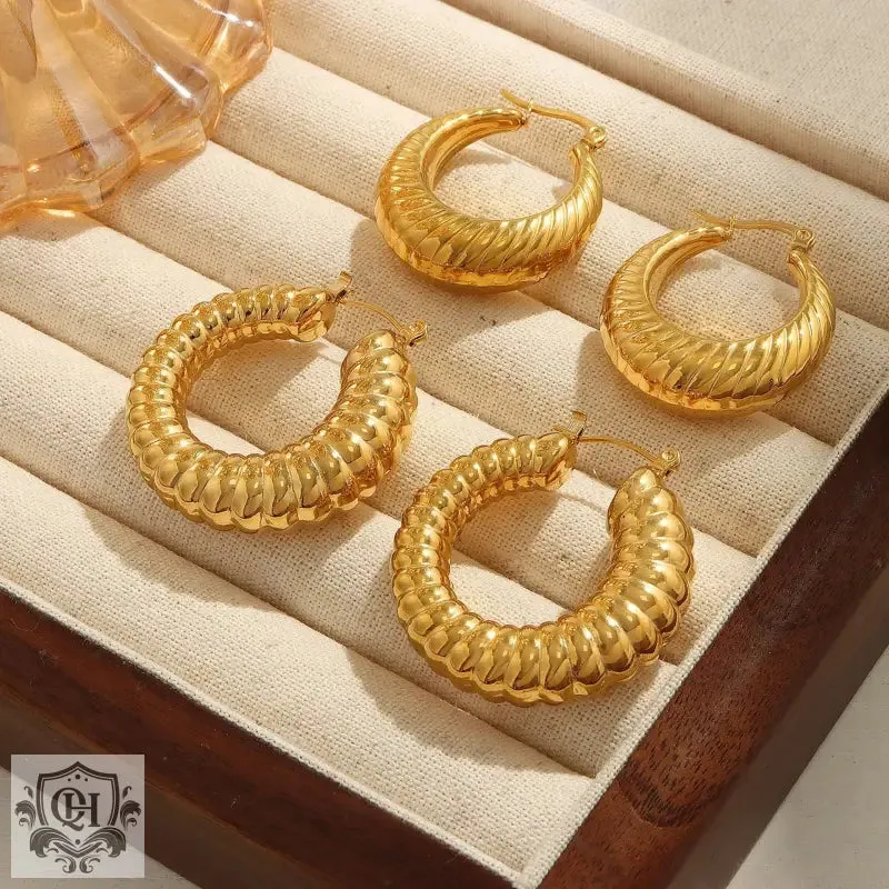 18K Gold Twisted Round Fashion Earrings