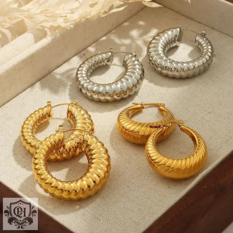 18K Gold Twisted Round Fashion Earrings