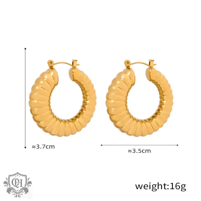18K Gold Twisted Round Fashion Earrings