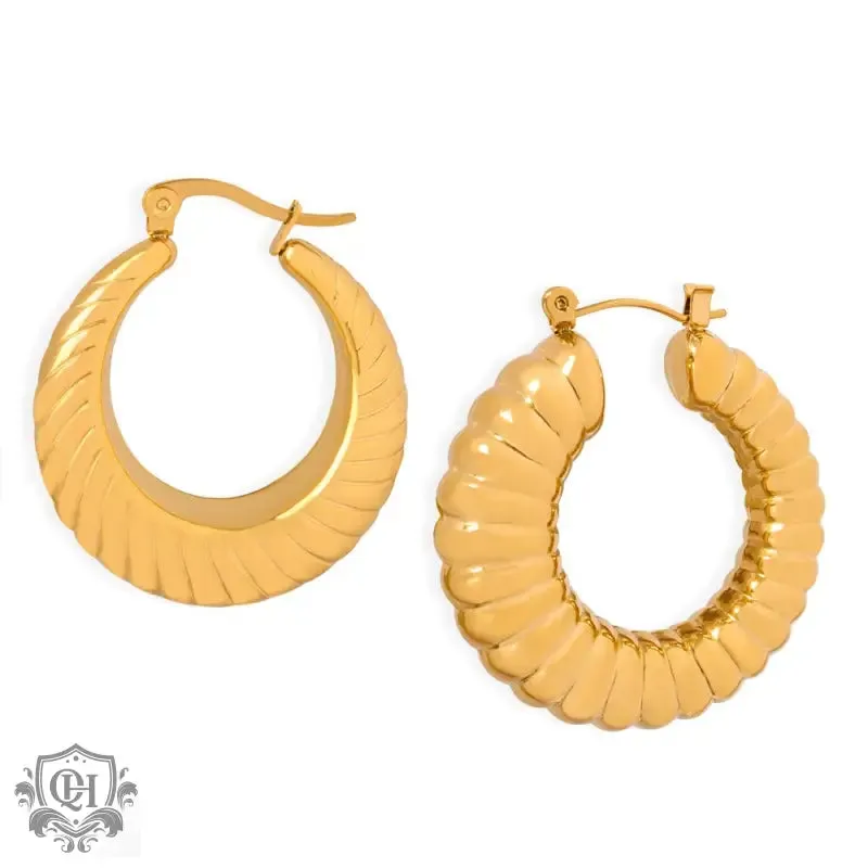 18K Gold Twisted Round Fashion Earrings