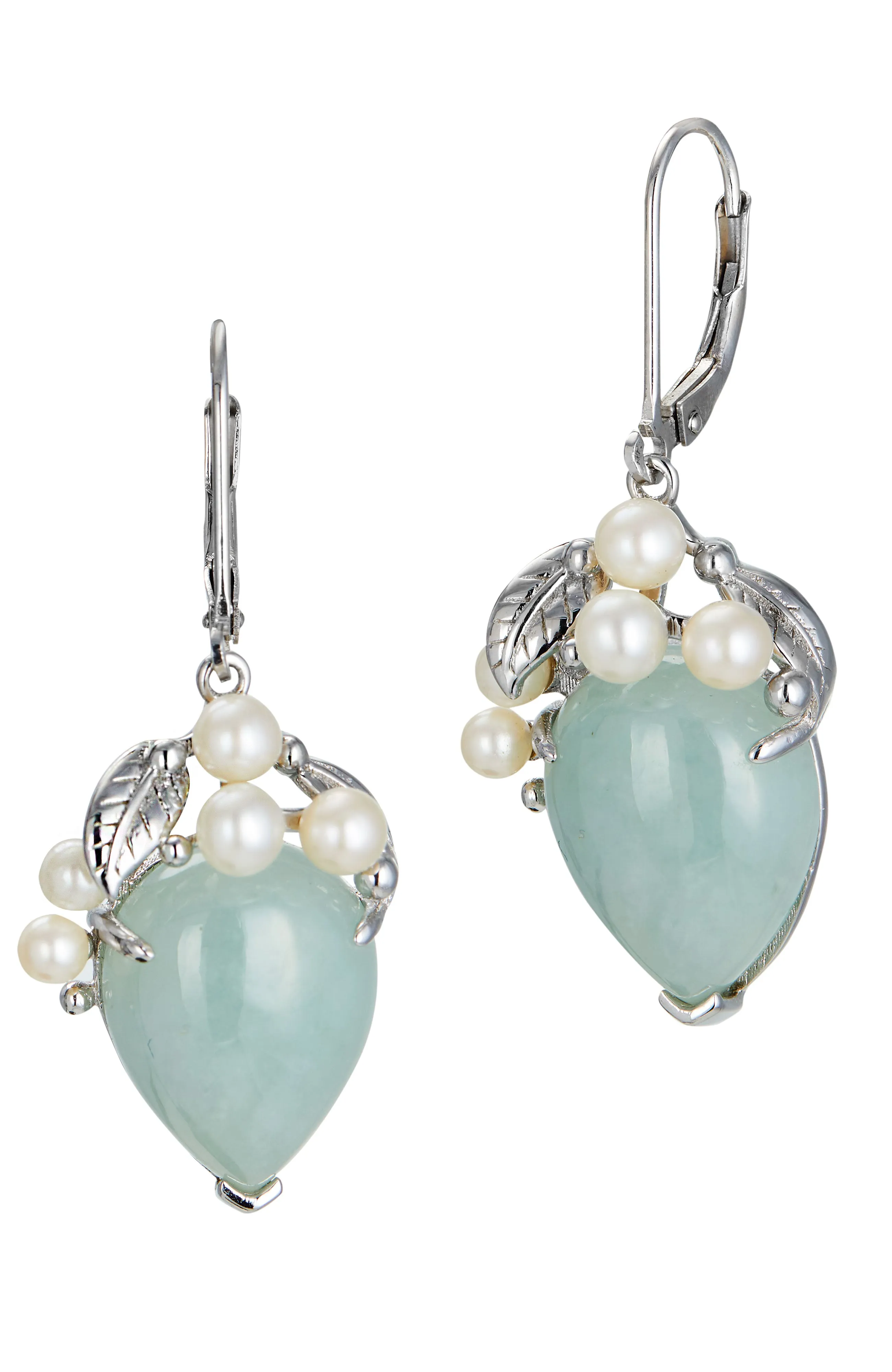 18K Gold Vermeil Green Onyx And Pearl Drop Earrings