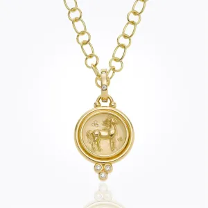 18K Horse Coin Pendant with diamond