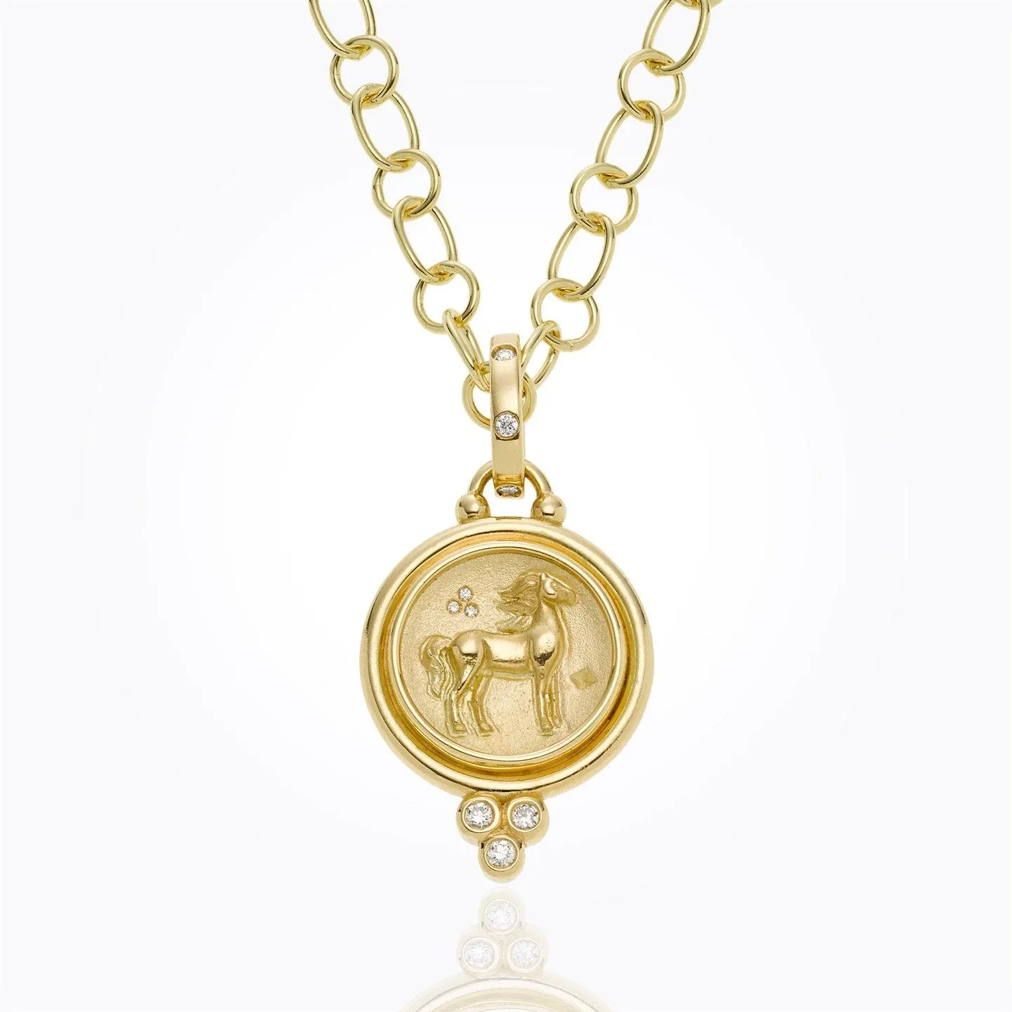 18K Horse Coin Pendant with diamond