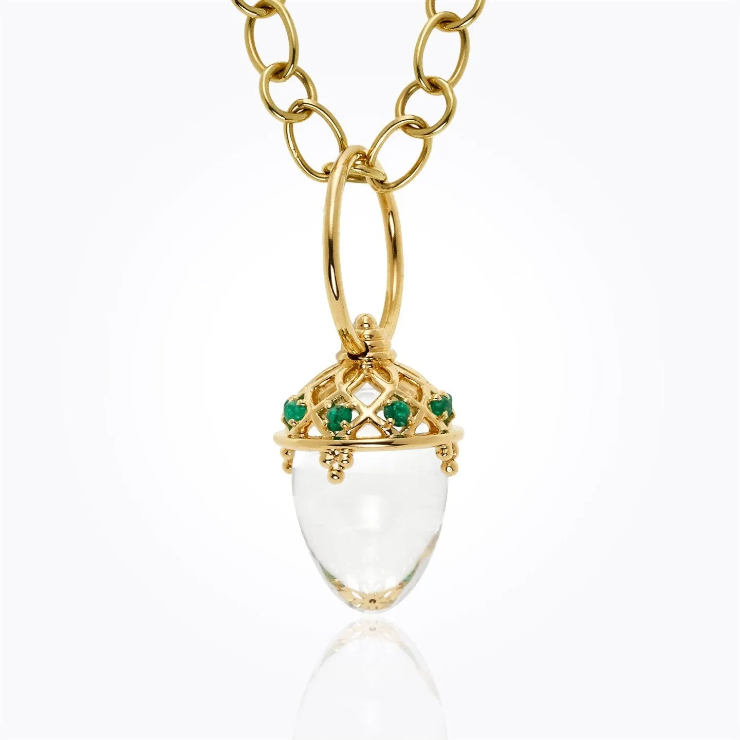18K Lantern Amulet with rock crystal - 16x11mm