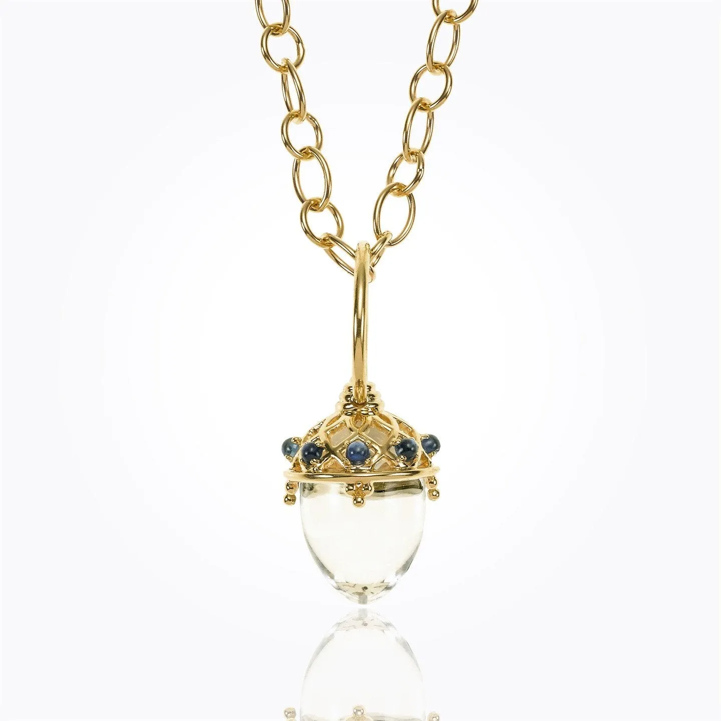 18K Lantern Amulet with rock crystal - 16x11mm