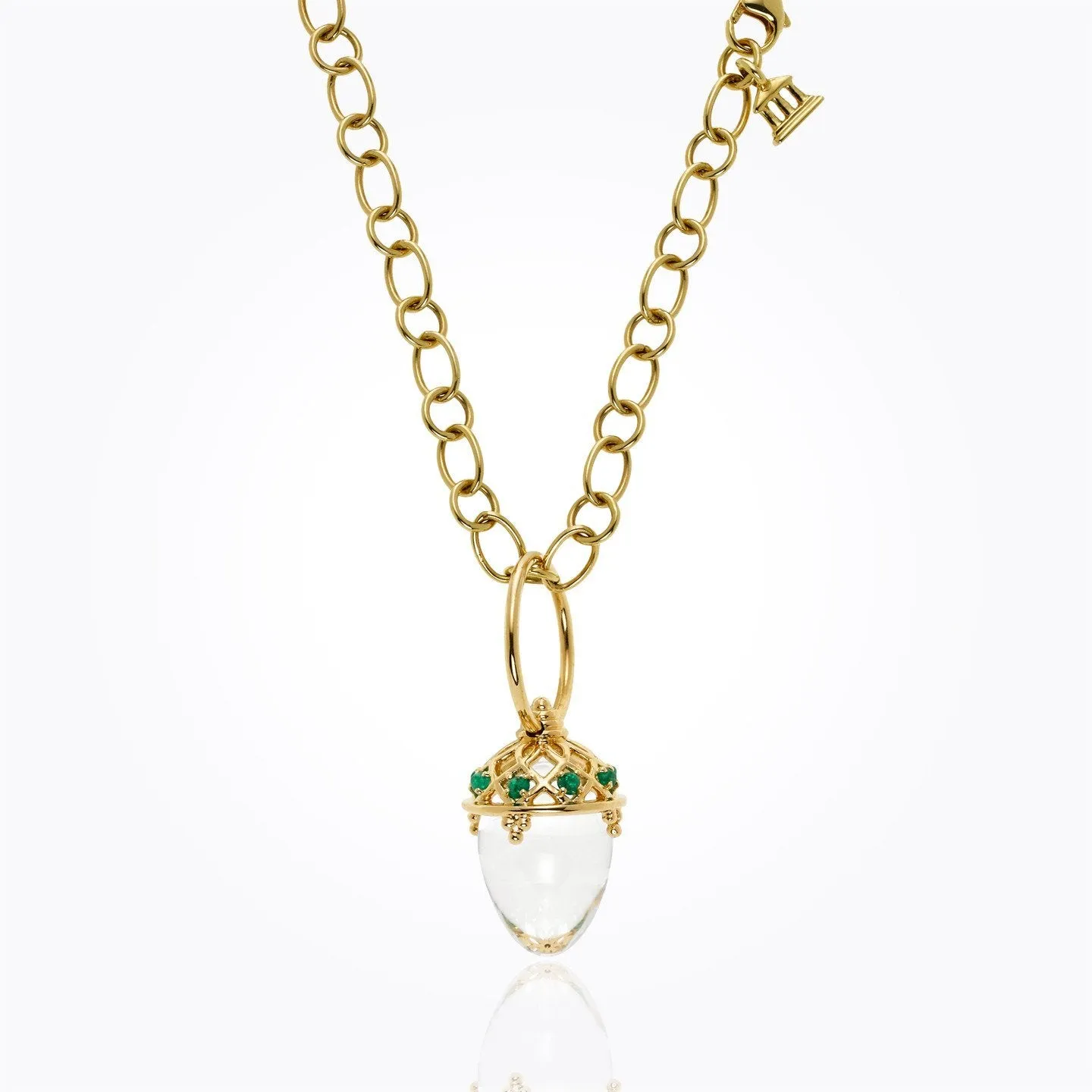 18K Lantern Amulet with rock crystal - 16x11mm