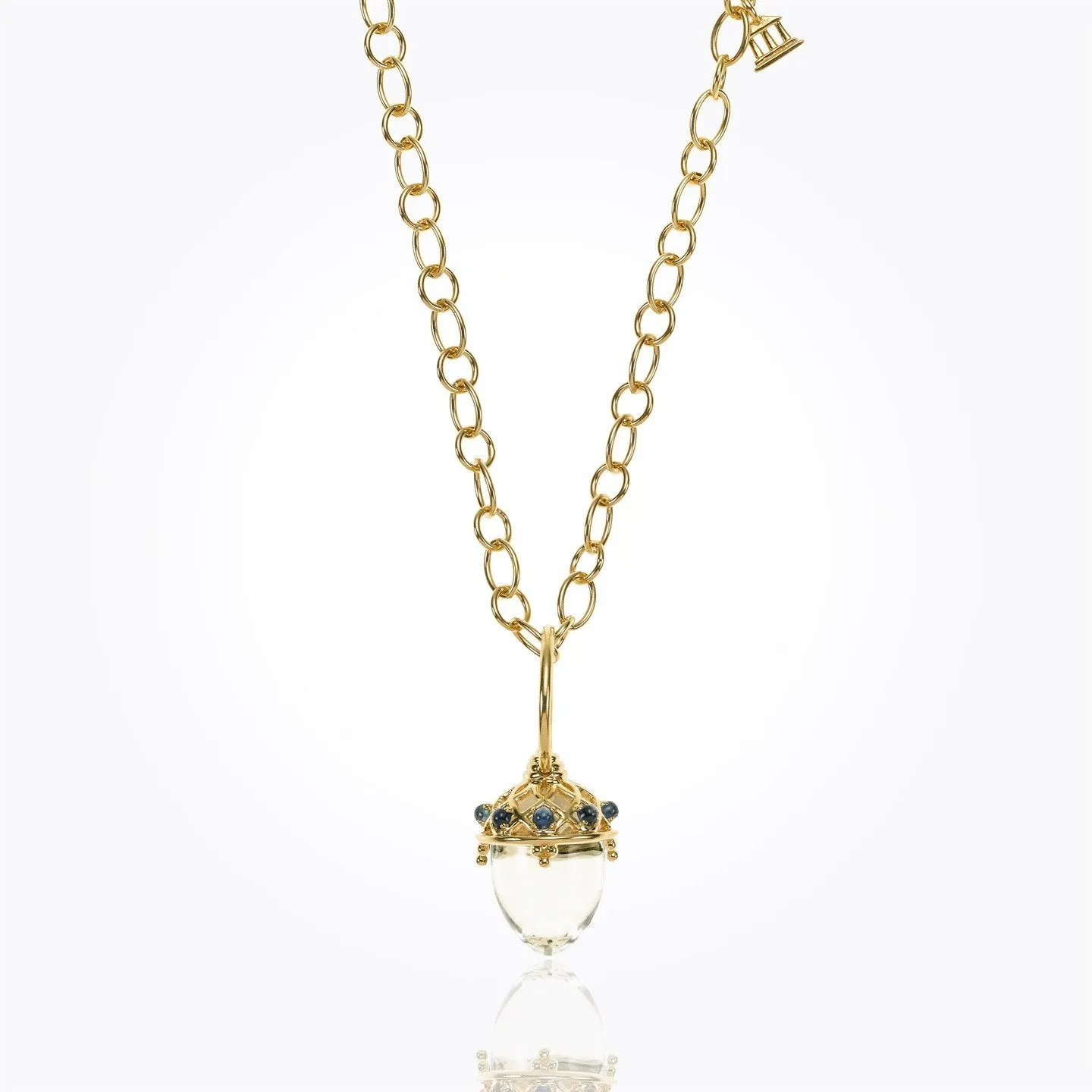 18K Lantern Amulet with rock crystal - 16x11mm