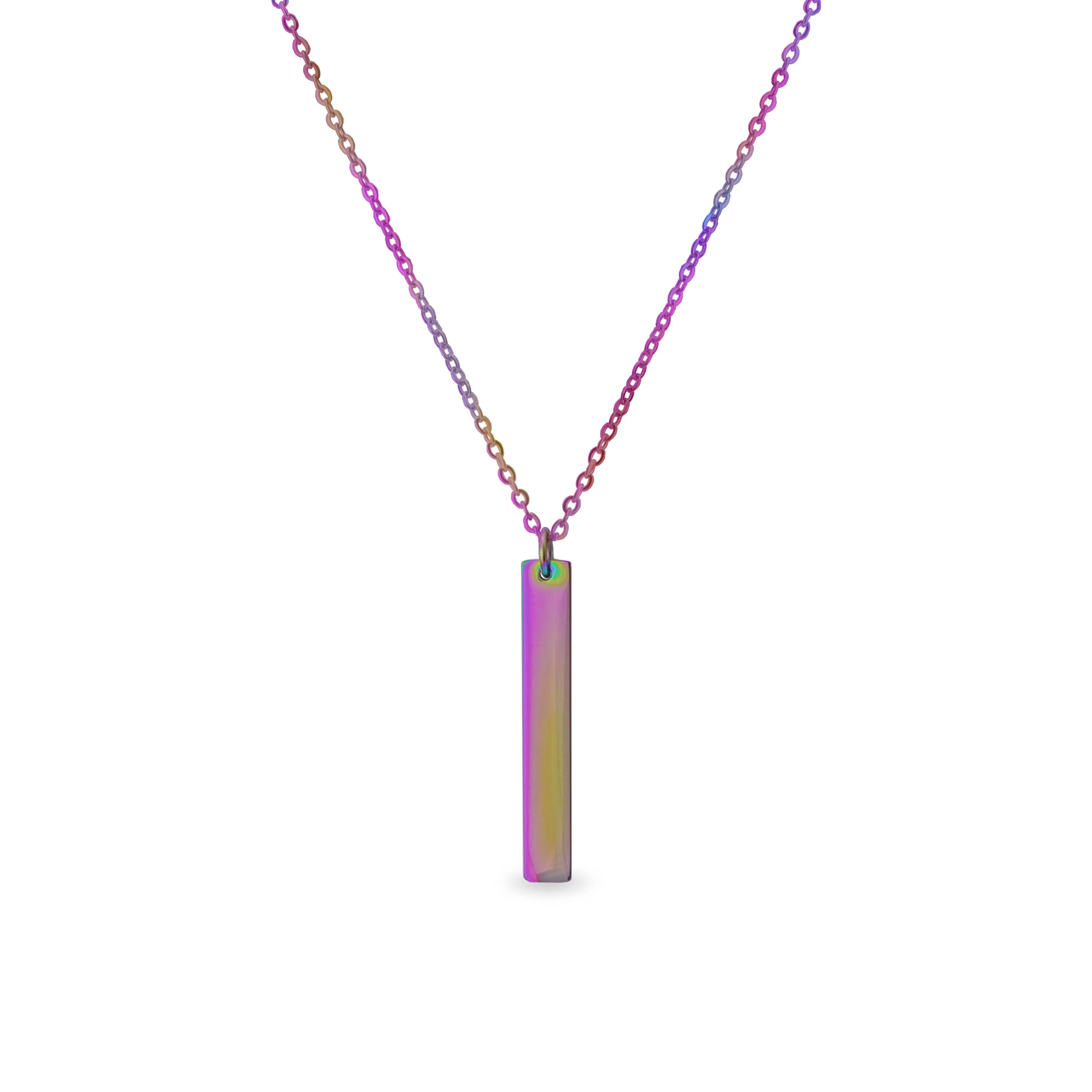 18K PVD Coated Vertical Stainless Steel Bar Necklace / SBB0299
