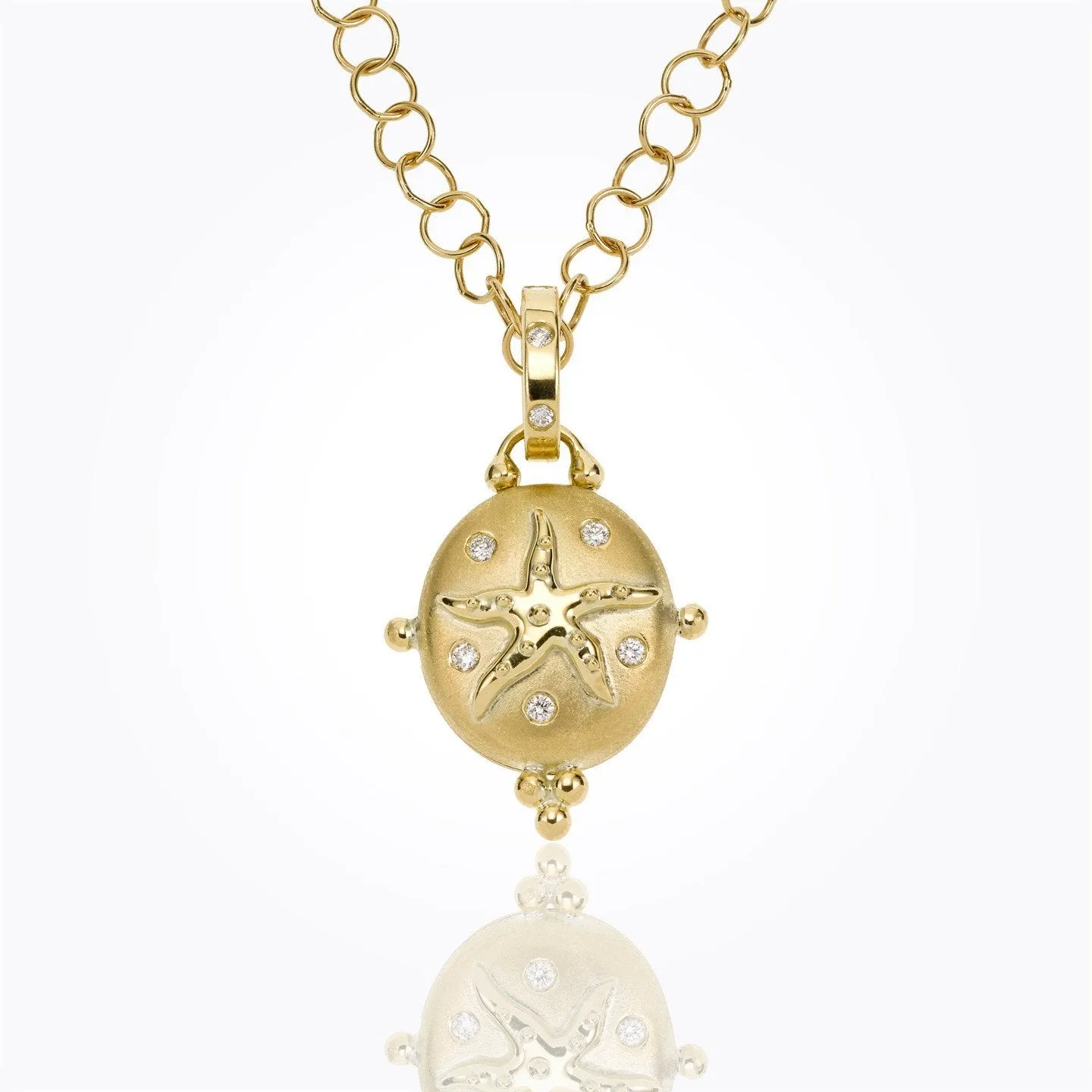 18K Small Sea Star Locket with diamond