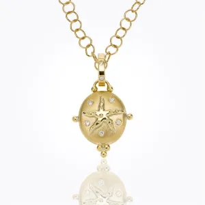 18K Small Sea Star Locket with diamond