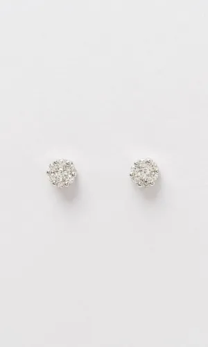 18K WG 0.52ct TDW Round Brilliant Diamond Cluster Stud Earrings