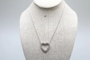 18K White Gold Necklace W/ Diamond Heart Charm (0.80 CTW) (Length 18") Local Pick-Up Only
