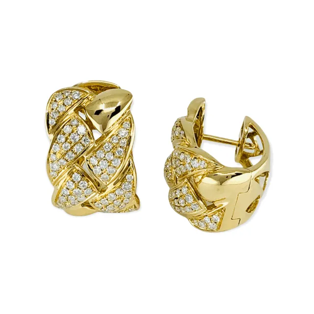 18K Yellow Gold Tdw. 1.01ct Diamond Huggies  Earrings - 20719425