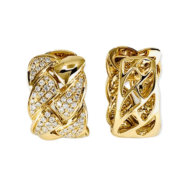 18K Yellow Gold Tdw. 1.01ct Diamond Huggies  Earrings - 20719425