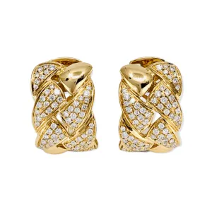 18K Yellow Gold Tdw. 1.01ct Diamond Huggies  Earrings - 20719425