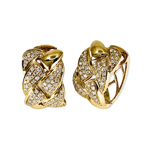 18K Yellow Gold Tdw. 1.01ct Diamond Huggies  Earrings - 20719425