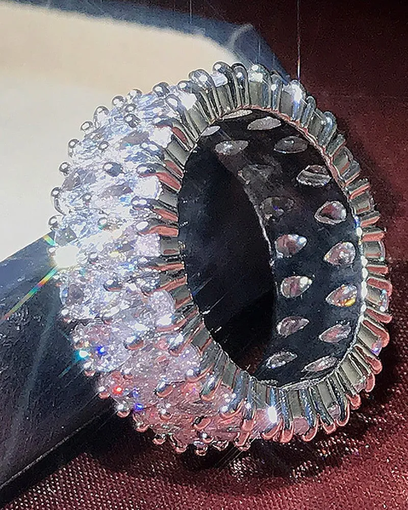 1pcs Allover Rhinestone Round Ring