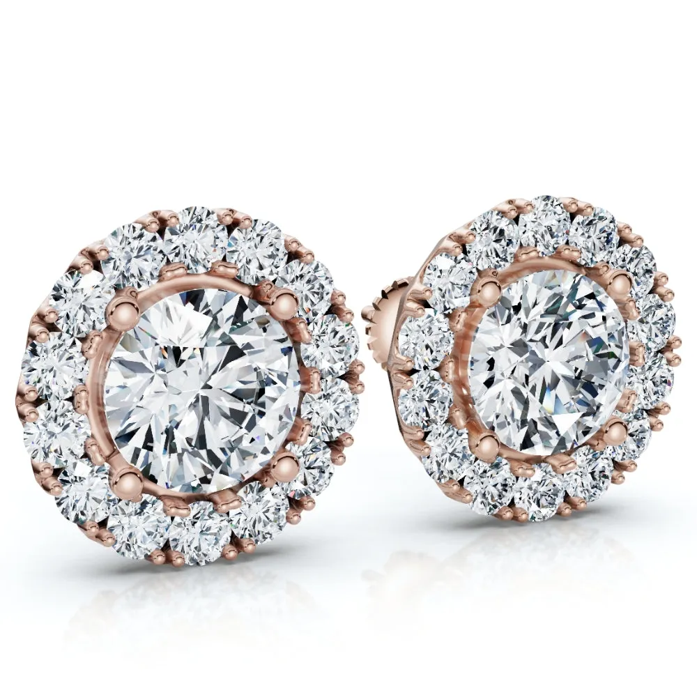 2 1/2Ct Diamond Halo Studs 14k Gold Lab Grown Women's Earrings