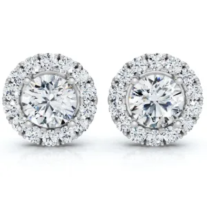 2 1/2Ct Diamond Halo Studs 14k Gold Lab Grown Women's Earrings