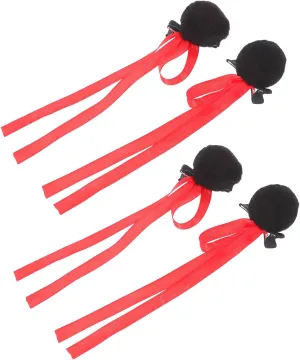 2 Pairs Elegant Hair Clips for Women of Cute Ribbon Pompom Barrettes for Daily Use Weddings and Parties Versatile Hair Styling Accessories for All Occasions