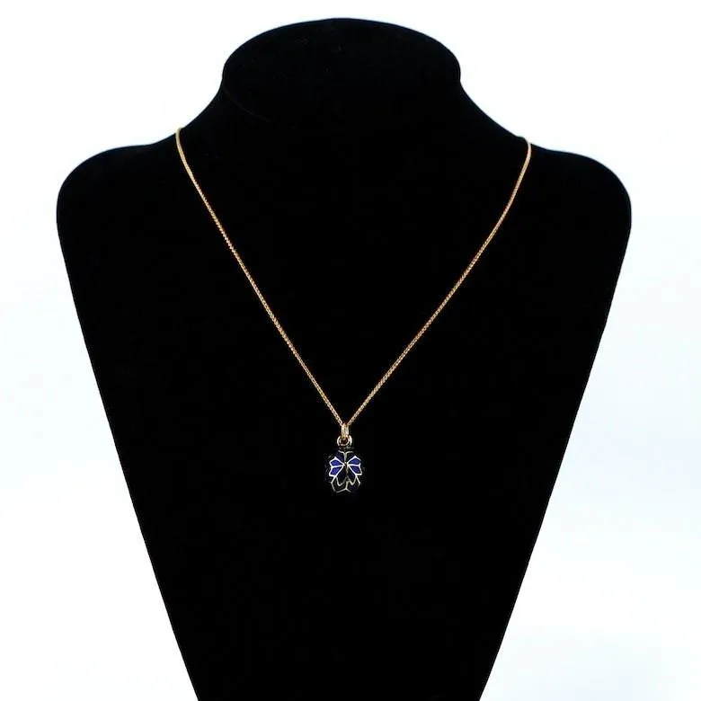 20-Inch Royal Blue Snowflake Egg: Enamel Pendant Necklace