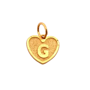 22K Gold 'G' Initial Classic Heart Pendant