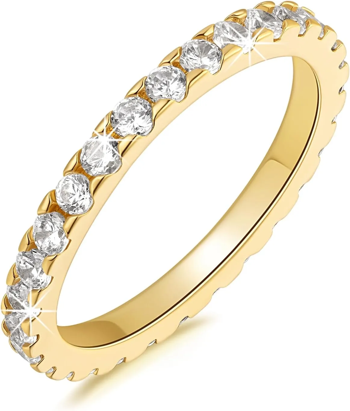 2.2mm Full Eternity Wedding Band for Women Cubic Zirconia Diamond Stackable Rings Symbol of Eternal Love 14K Gold Dainty Rings Gifts for Women 5-9