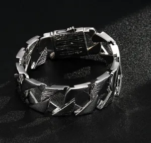 27mm Silver Filled Bark Chaps Cuban Curb Bracelet 9 Inches