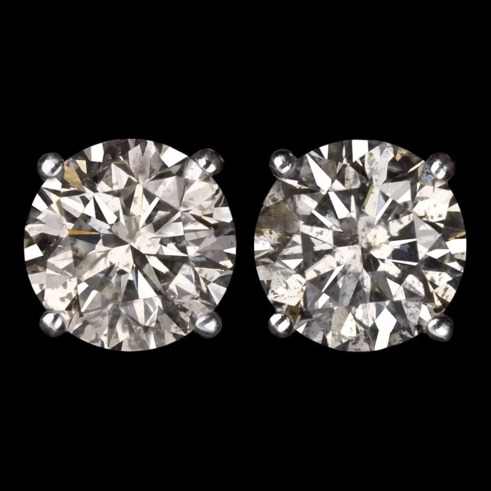 2ct DIAMOND STUD EARRINGS EXCELLENT CUT NATURAL ROUND BRILLIANT MATCHING PAIR