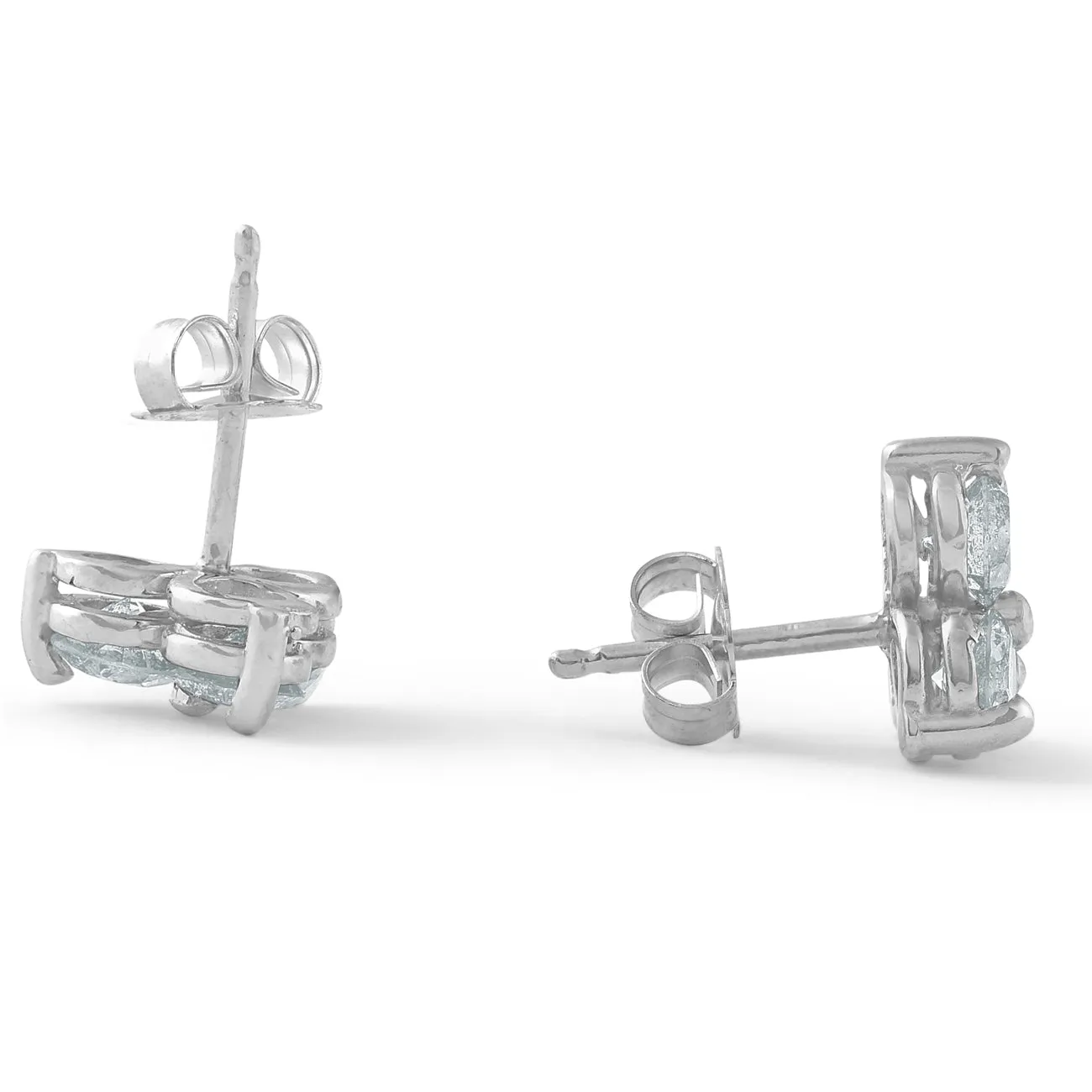 2ct Three Stone Diamond Earrings 14K White Gold