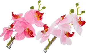 2pcs Floral Hair Clips with Artificial Orchid Design for Weddings Bridesmaids Hair Accessories Romantic Fade Resistant Butterfly Orchid for
