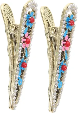 2pcs Mini Flower Hair Clips for Women Vintage Chinese Hairpins Durable Elegant Floral Design for Enhancing Hairstyles for Daily Wear Special Occasions